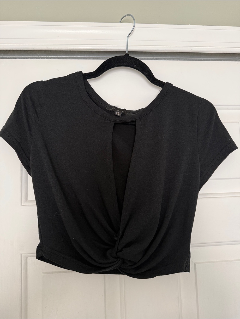 Dance & Marvel Black Twist-Front Crop Top